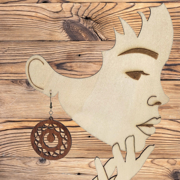 Eclipse Dangle Earring • French Hook • All-Natural Materials • Homemade - Picture 1 of 3